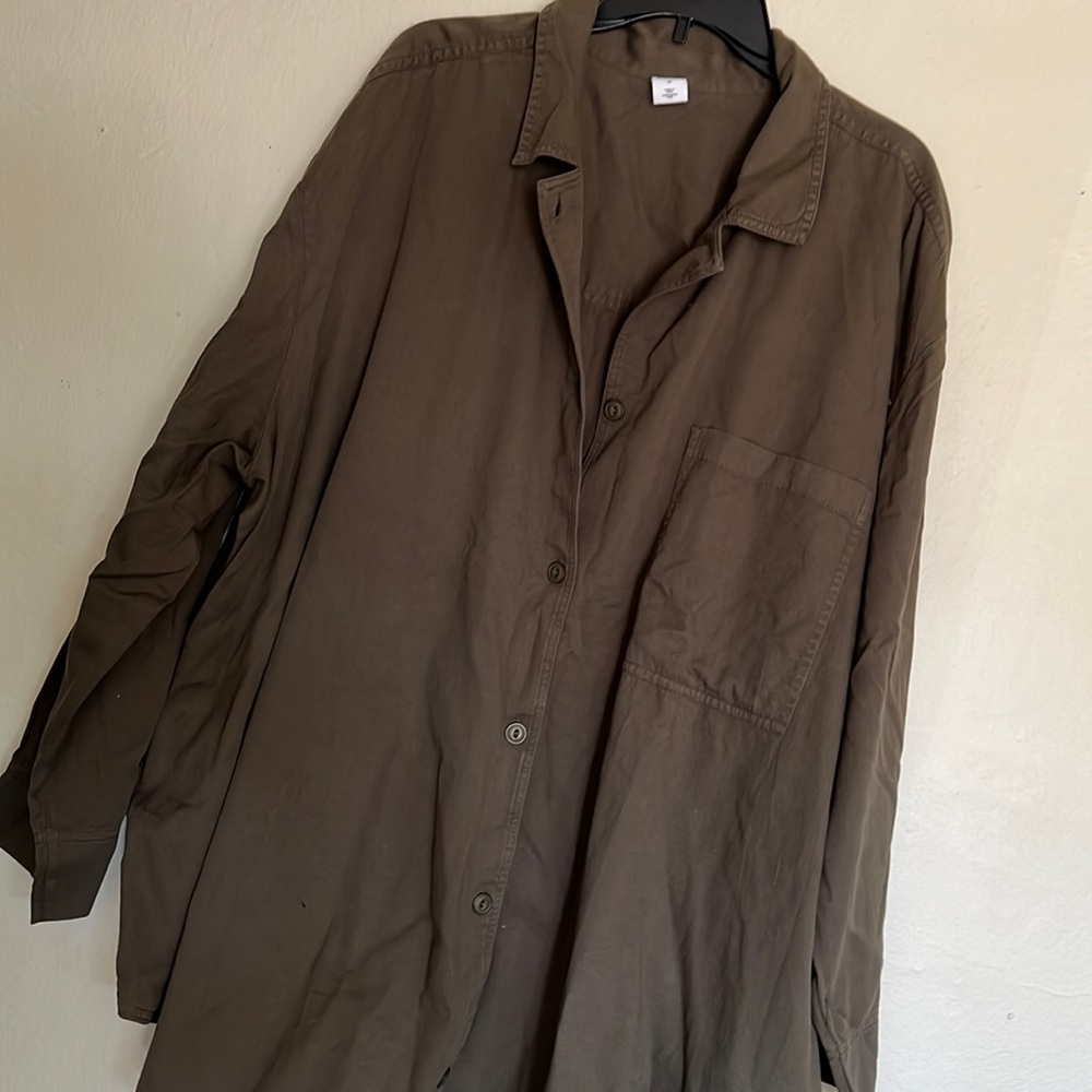 Plus size green button shirt